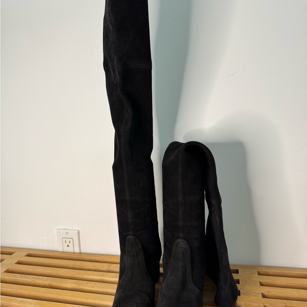 Women's Black Suede Over-the-Knee Boots